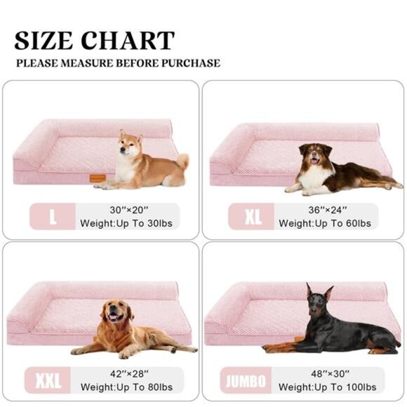 Orthopedic Pet Bed  Dogs, 30"X20"  Waterproof L Shaped Dog Bed Washable Cover - Picture 5 of 7